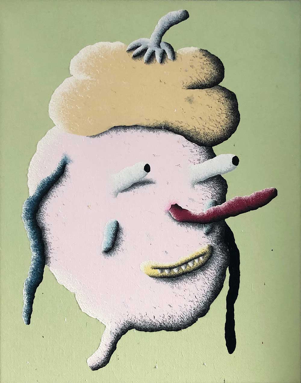 Joakim Ojanen, Punk head with stem hat, 2017. 47 x 37 cm